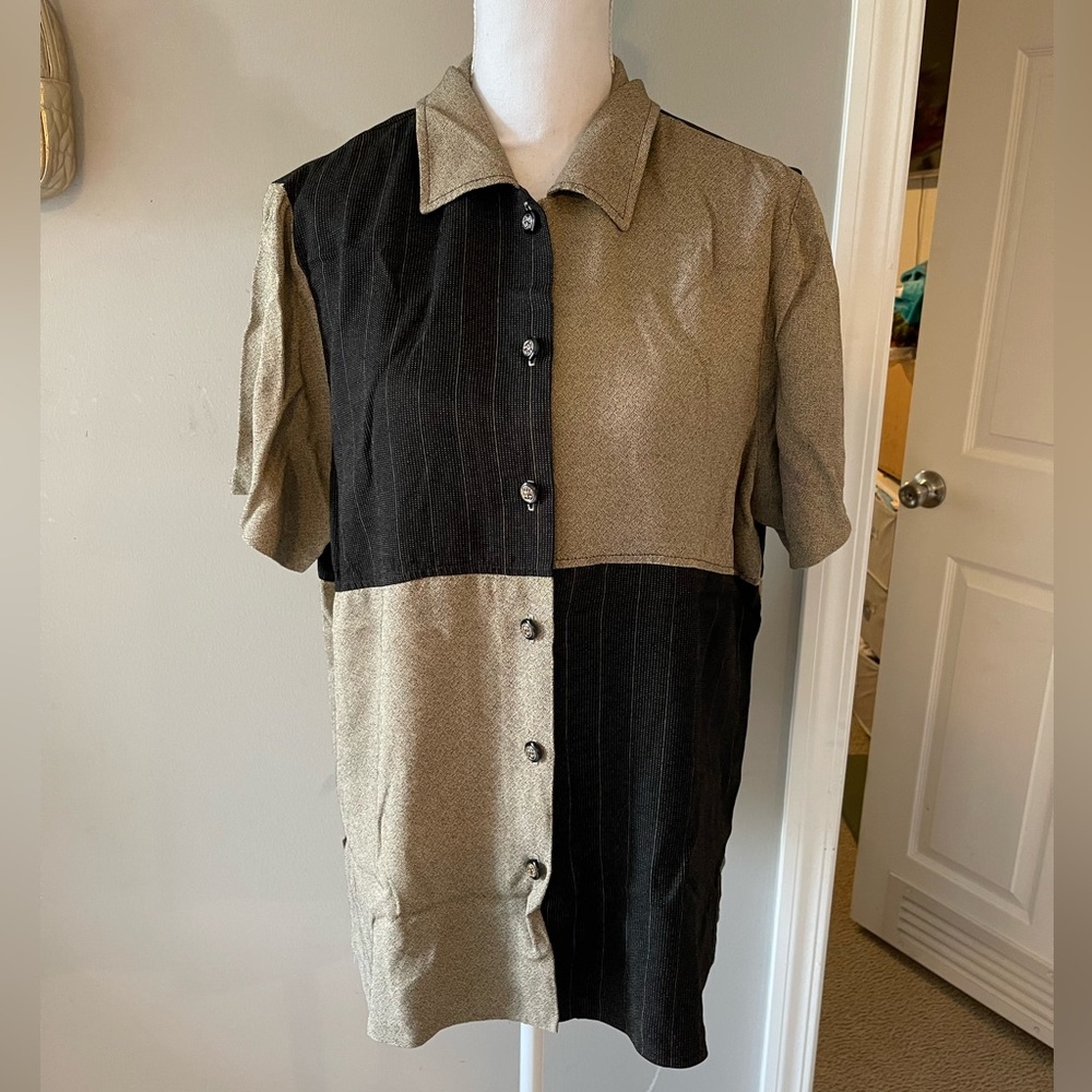 Vintage Alfred Dunner color block button down shirt